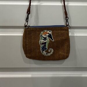 Sakroots Brown Crossbody Bag with Colorful Seahorse